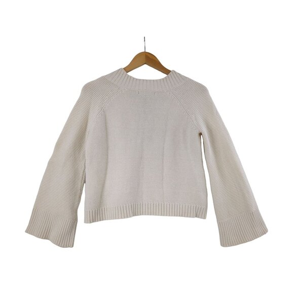 Marled Cropped Sweater Womens XS White Nautical Beachy Coastal Cotton - Picture 2 of 8